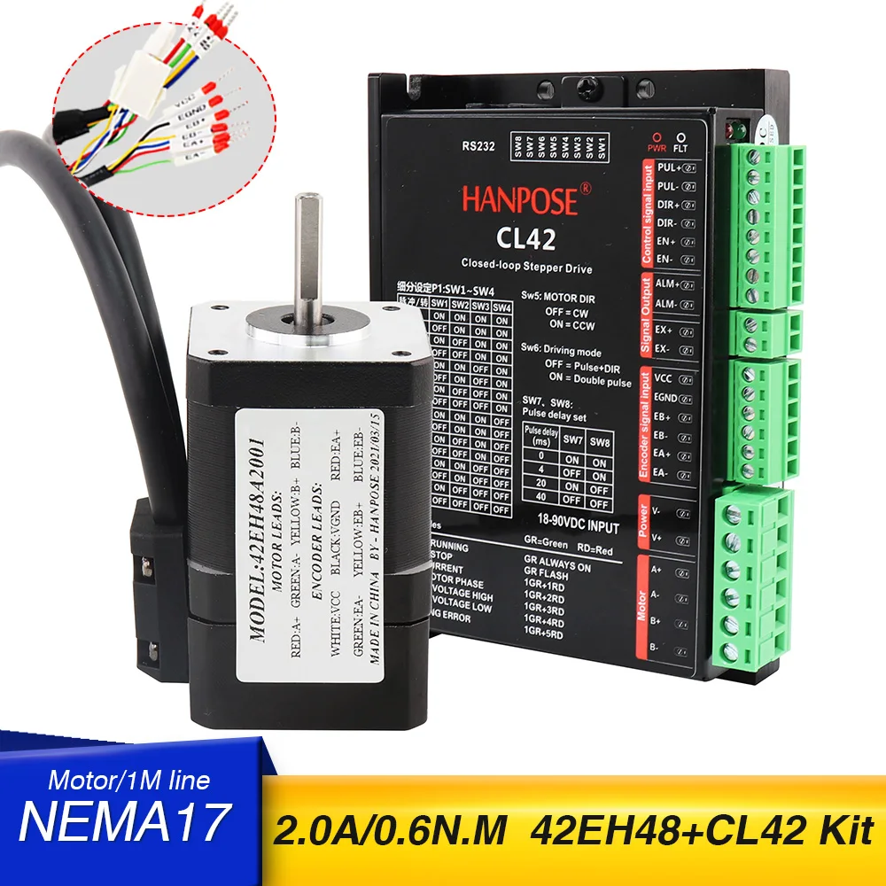 Шаговый двигатель nema 17 2.0A 0.6N.M 42EH48A200 1 серводвигатель с замкнутым контуром