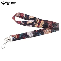 flyingbee anime keychain tags strap neck lanyards for keys id card pass gym mobile phone usb badge holder diy hang rope x1365