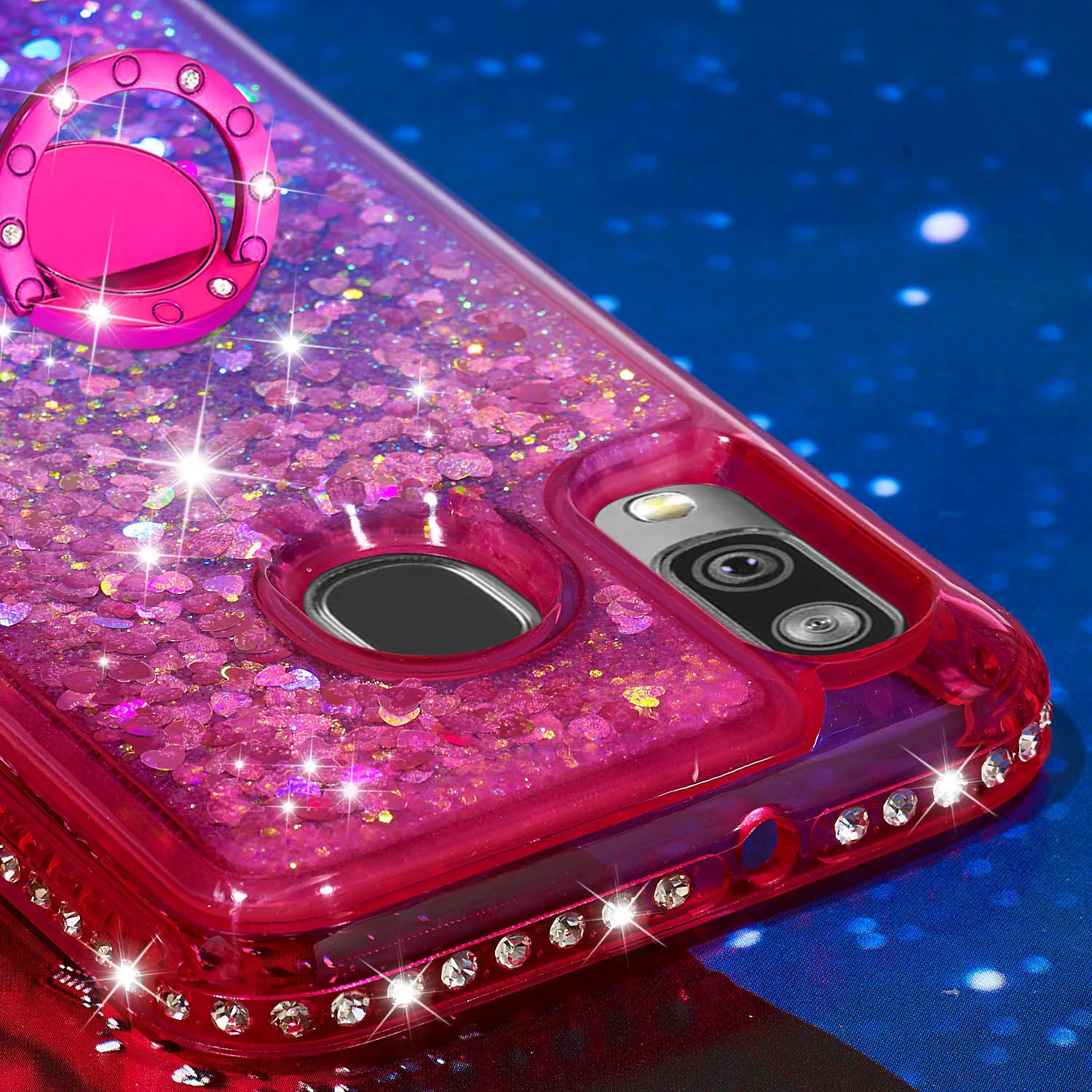 Liquid Phone Case for Samsung Galaxy A60 A40 A10 A20e Note 10 Plus Pro Note10 M40 Cover TPU Bling Diamond Coque With Finger Ring |