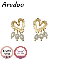 aradoo french romantic love pearl earrings light luxury gold earrings 18k gold plated earrings