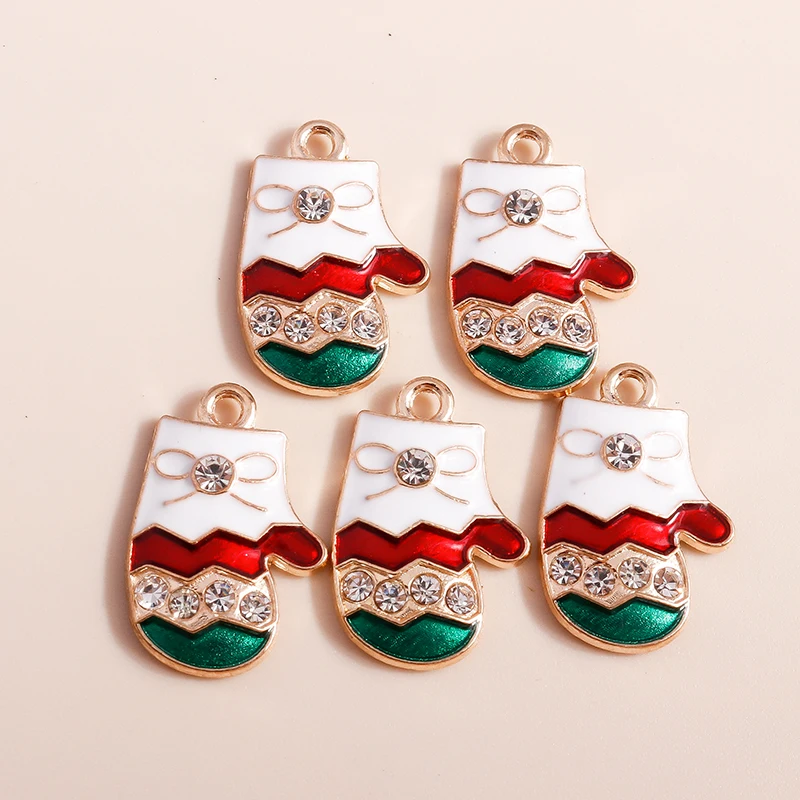 10 шт. эмалированные Рождественские Подвески в виде перчаток 20 х13 мм | Украшения и