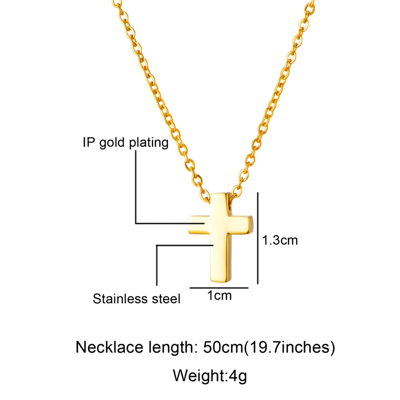 

Cute Tiny Christian Cross Pendant Necklace 3 Color Stainless Steel Crucifix Choker for Women Jewelry Accessories