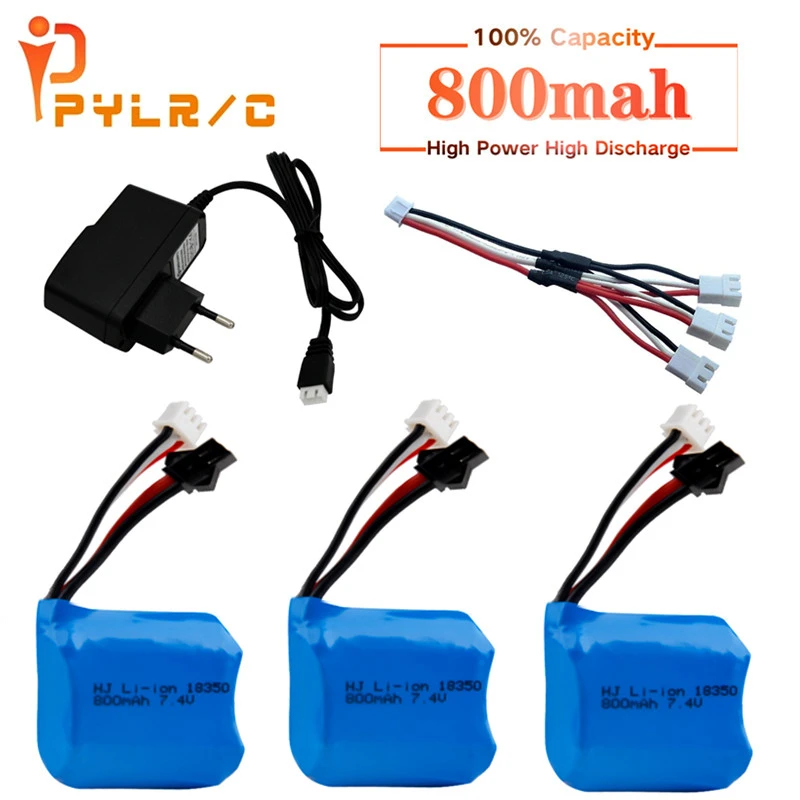 

Teranty 7,4 в 800 мАч 18350 комплекты зарядных устройств для H100 H102 7,4 В литий-ионная батарея для JJRC S1 S2 S3 S4 S5 высокоскоростная радиоуправляемая лодка