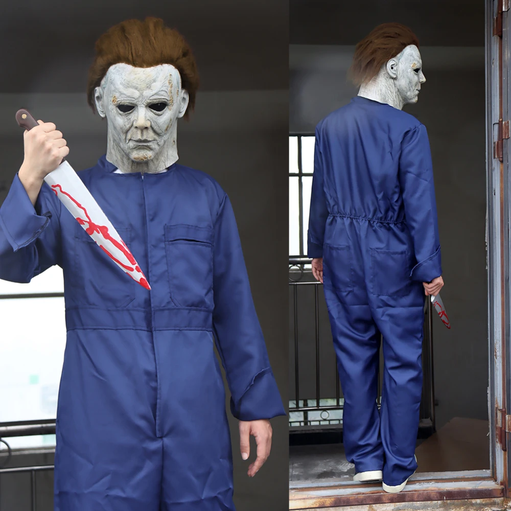 Страшный убийца Майкл Майерз Косплей Костюм страшная маска на Хеллоуин убивает
