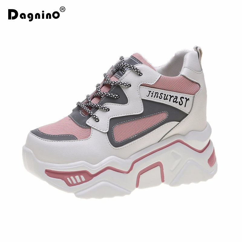 Женские кроссовки на платформе повседневные прогулочные туфли из дышащего