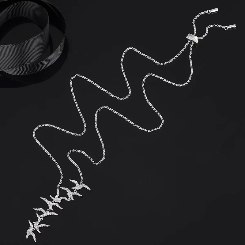 Трендовое однотонное ожерелье из стерлингового серебра 925 пробы с фианитом ААА