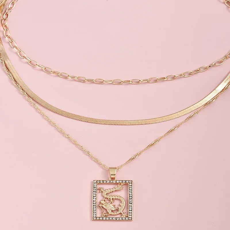 Подвеска в виде дракона ALYXUY многослойная винтажная с кубическим кристаллом