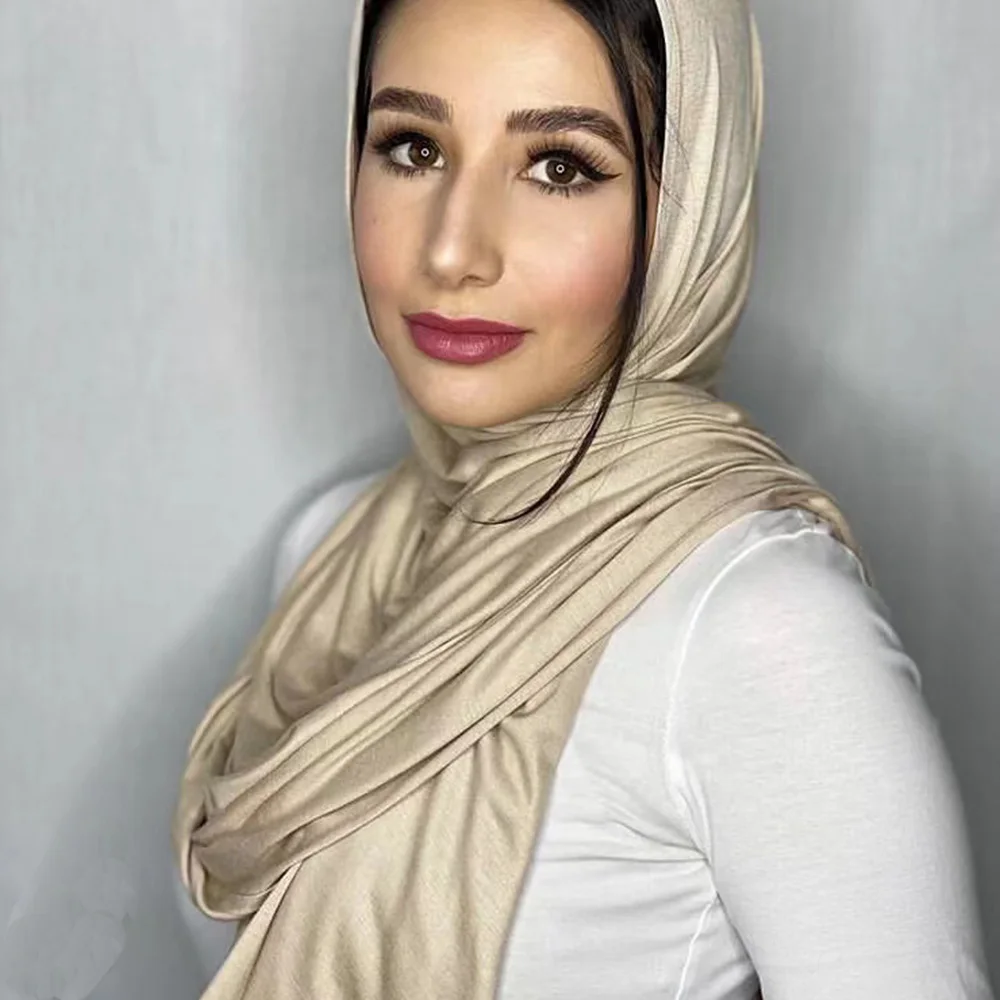

SMG 180*85cm Muslim plain Hijab cotton stretchy premium Jersey Scarf Soft Material big large size shawls women muslim