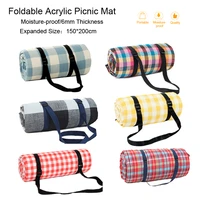 150200cm plaid pattern picnic mat foldable yoga thick camping mattress beach blanket sleeping pad moisture proof portable