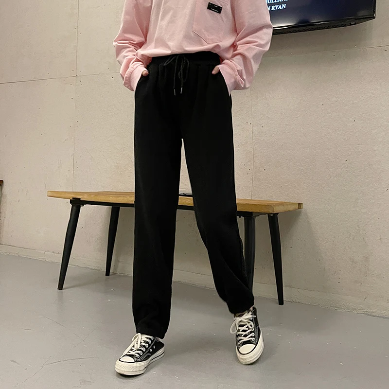 

Spring Straight Loose Harem Pants Solid Color High Waist Casual Pants