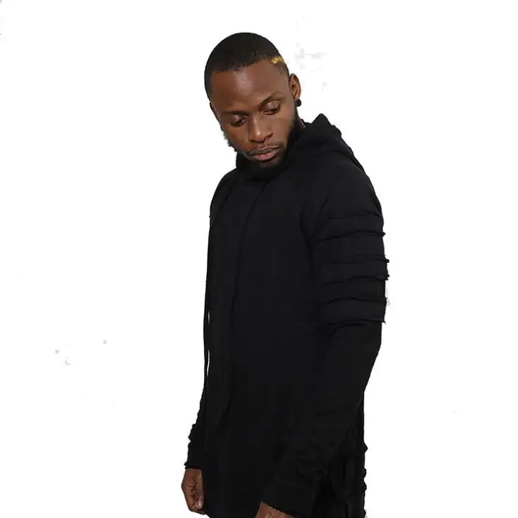 

Autumn winter men ripped design punk hip hop hoodies long coat streetwear men nightclub hiphop sweatshirt sudaderas hombre
