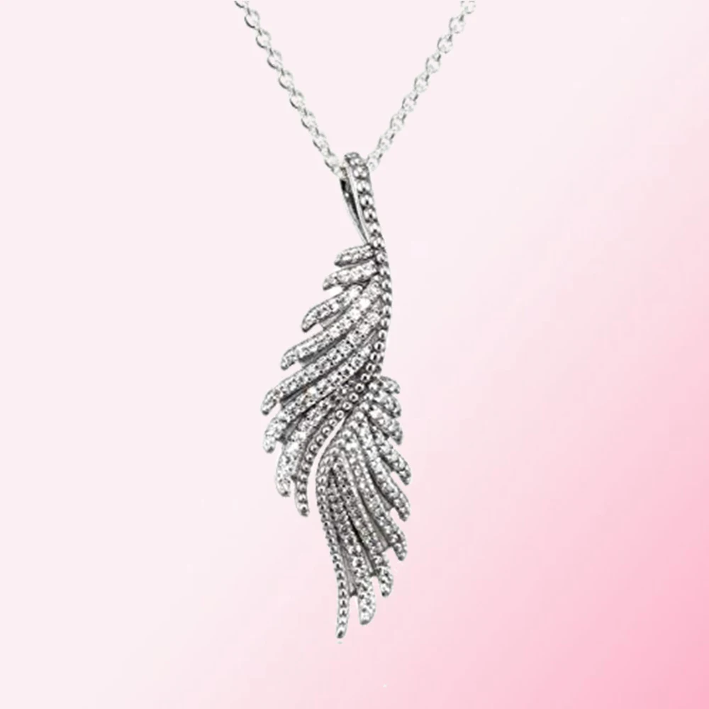 

2019 100% 925 Sterling Silver Classic Majestic Feathers Necklace Women Charm Fashion Personality Jewelry Free shipping