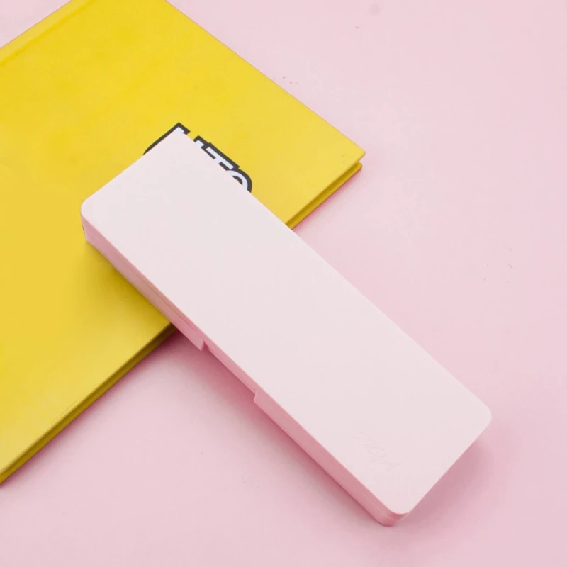 

Cute Fresh Color Pencil Bag Portable Matte Plastic Pen Box Novelty Pencil Case L