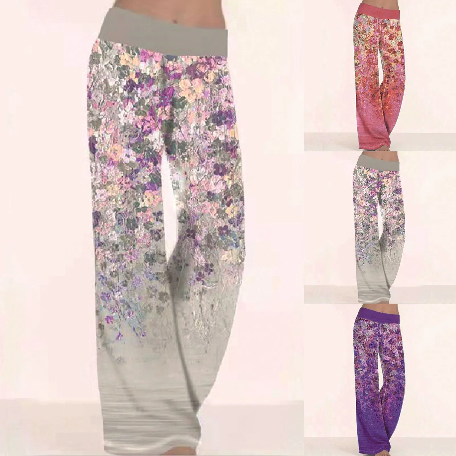 Повседневная женская летняя обувь с цветочным принтом брюки шнурок широкие