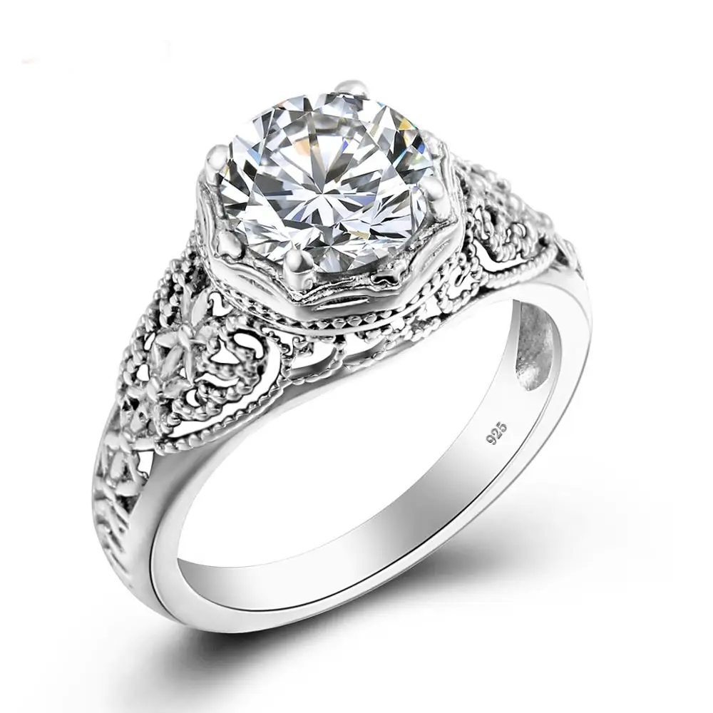 Женское кольцо ручной работы с бриллиантами обручальное цирконом из чистого