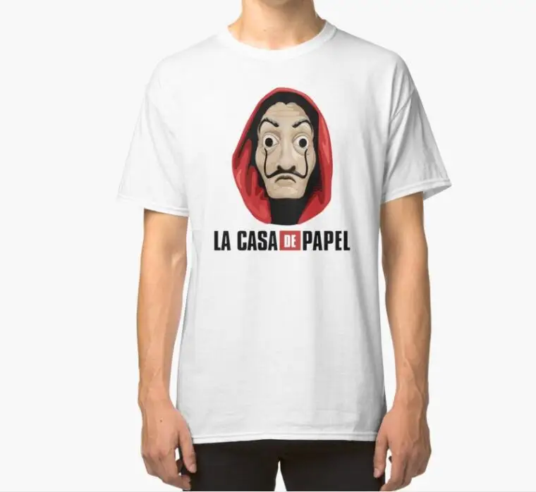La casa de papel Женская белая футболка с начесом денег, дали маска, Каса де Papel, плюс размер, футболка, Топы, дом бумаги, футболка Femme - Цвет: x70110