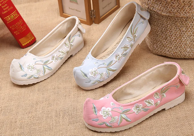 Туфли Hanfu из старой Пекинской ткани с вышивкой танцевальные туфли бантом обувь в