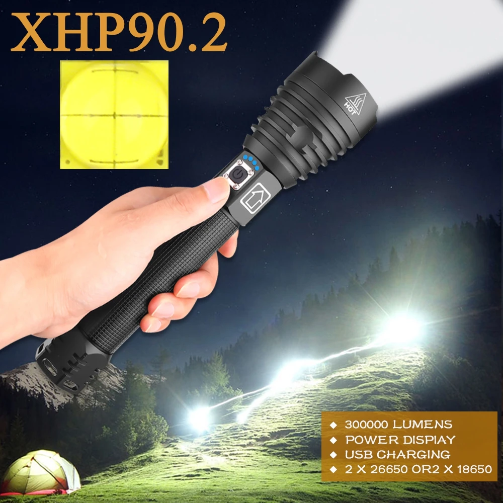 XHP90.2 самая мощная светодиодная вспышка светильник 18650 светодиодный фонарь