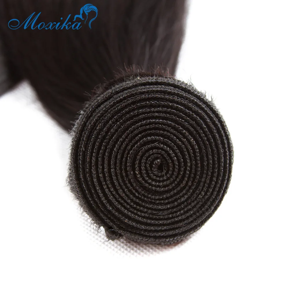 Moxika бразильские Прямые пряди волос двойной уток натуральные кудрявые пучки волос remy наращивание волос 8-28 дюймов натуральный черный