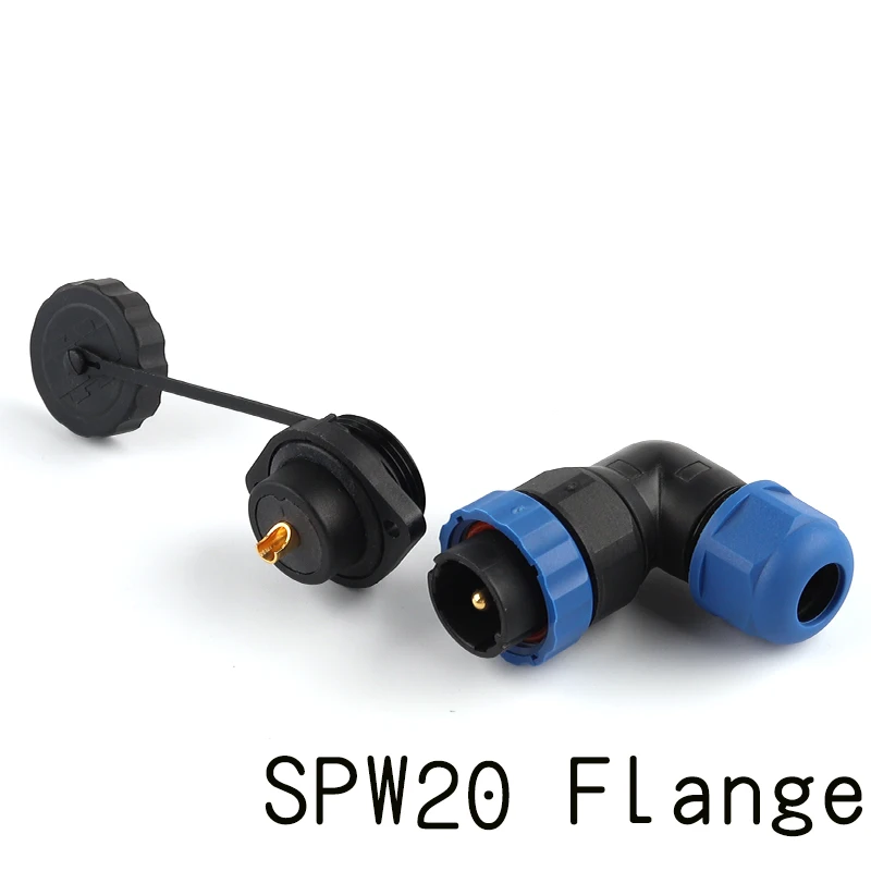 SP20 IP68 локоть водонепроницаемый разъем Фланцевый Тип штекер/гнездо промышленный силовой Угловой кабель соединитель 1/2/3/4/5/6/7/9/10/12/14 Pin