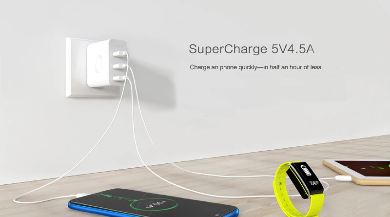 Зарядное устройство huawei supercharge 3 USB порта 5V 4.5A 22,5 W Max 100-240V для huawei P20 Pro huawei mate 20 Pro Honor 10