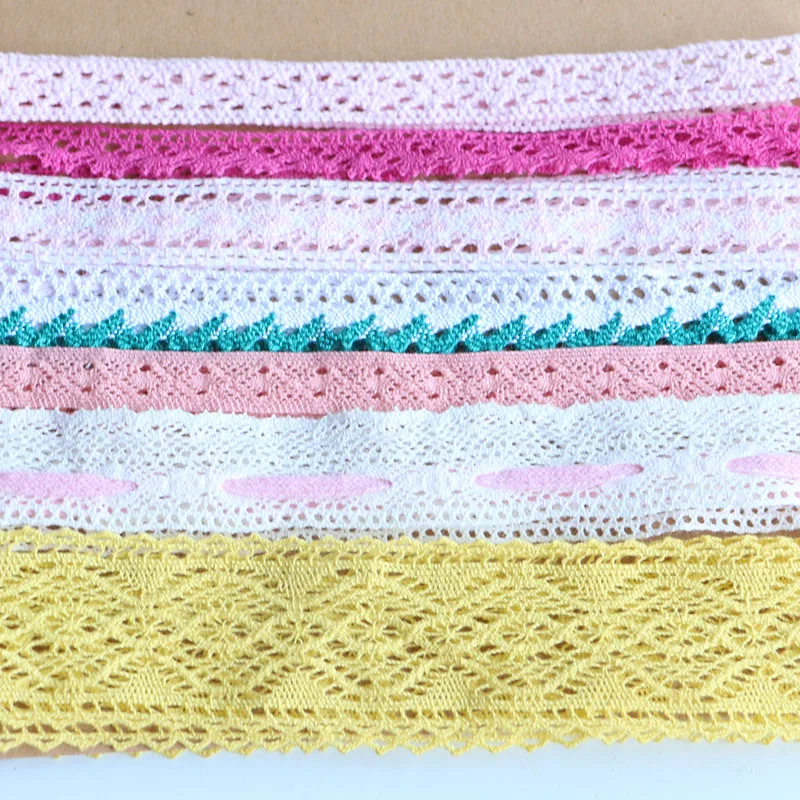 (5 ярдов/рулон) Белый Бежевый хлопок вышитый кружевной ленты сетки ткань отделка