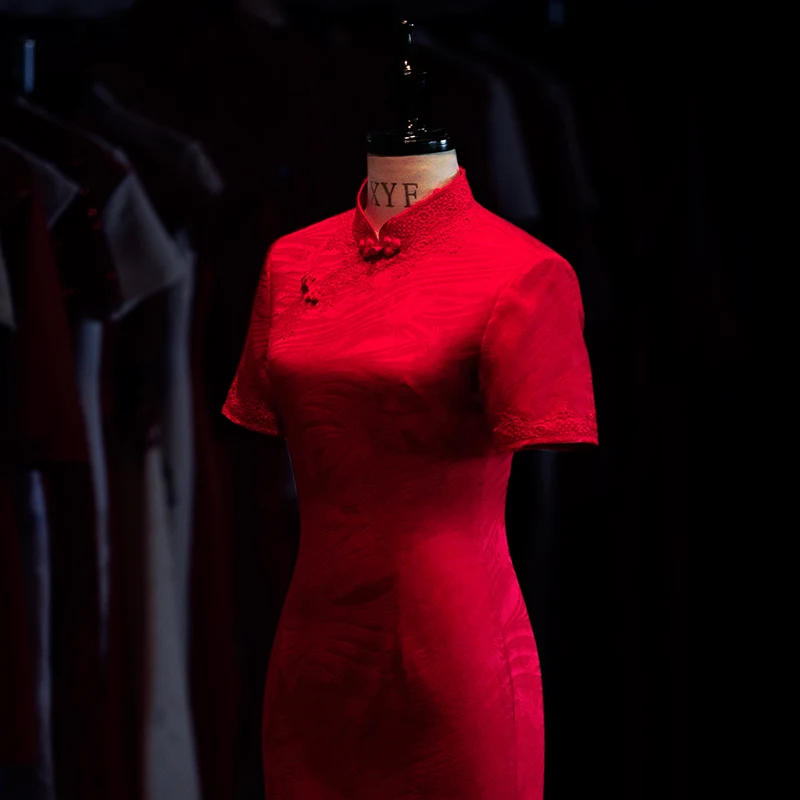 

flower luo silk qipao is improved in 2020, the new take red to wear at ordinary times dress a toast to the bride