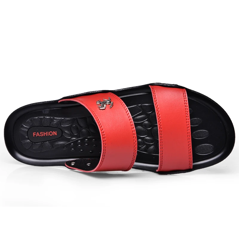 Фото YEINSHAARS Casual Famous Brand Men Sandals Shoes Slippers Summer Flip Flops Beach Men Shoes Leather Sandalias Zapatos Hombre №3