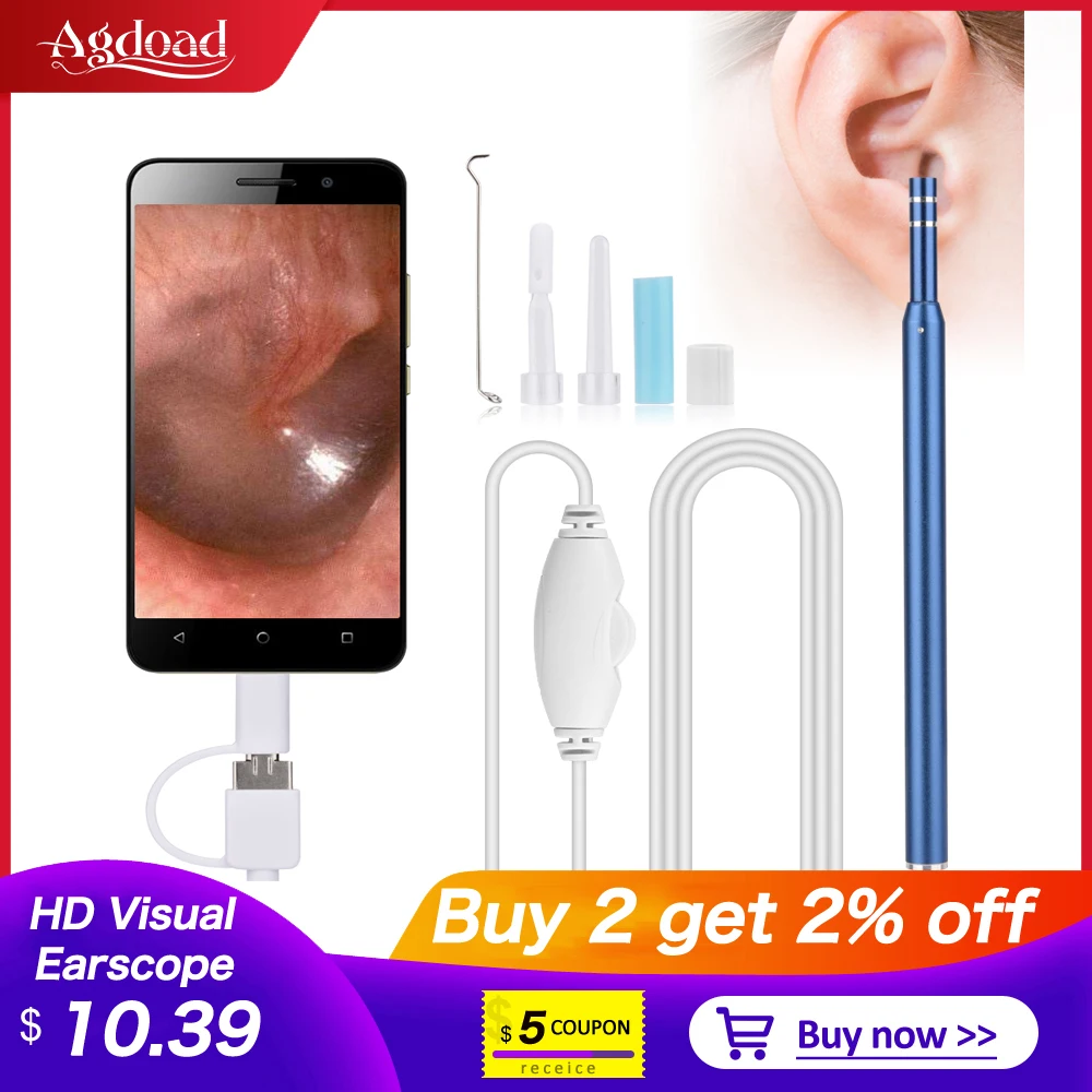 Профессиональный HD визуальный отоскоп ушного воска светодиодный ушной