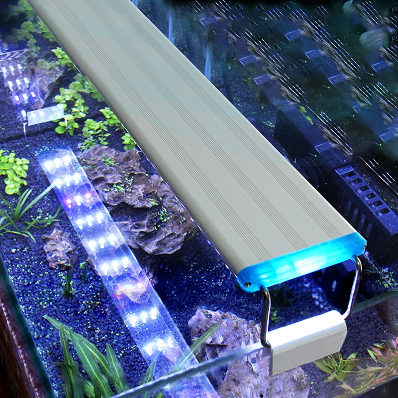 

Aquarium LED Light Super Slim Fish Tank Aquatic Plant Grow Lighting Waterproof Bright Clip Lamp Blue LED 18-75cm for Plants 220v