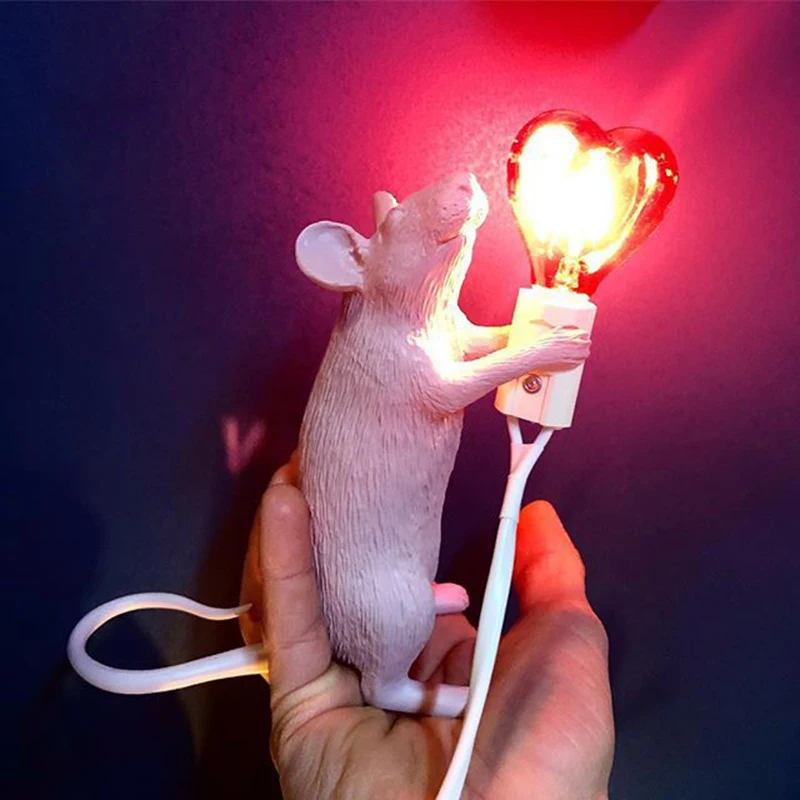 

Nordic Resin Animal Rat Mouse Table Lamp Small Mini Mouse Cute LED Night Lights Home Bedside Desk Decor MDJ998