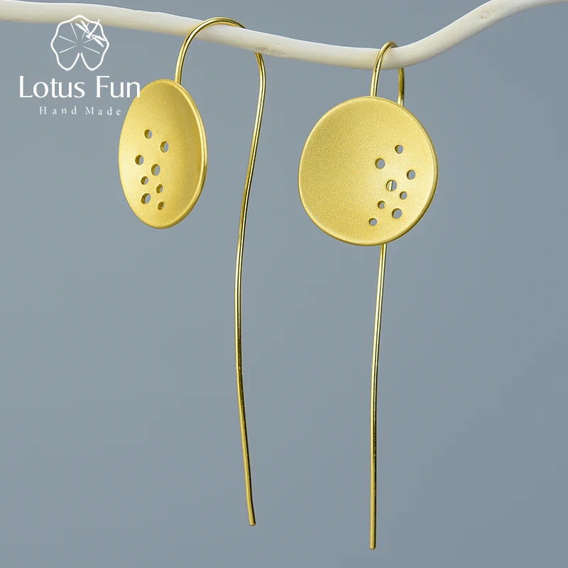 Женские серьги подвески Lotus Fun изящные дизайнерские из настоящего серебра 925