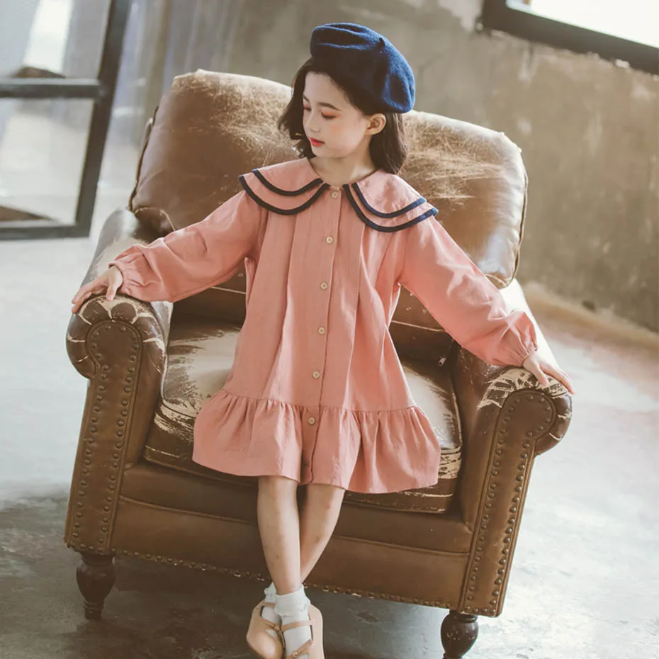 Платье для девочек платья в стиле пэчворк Двухслойное школьное платье детский