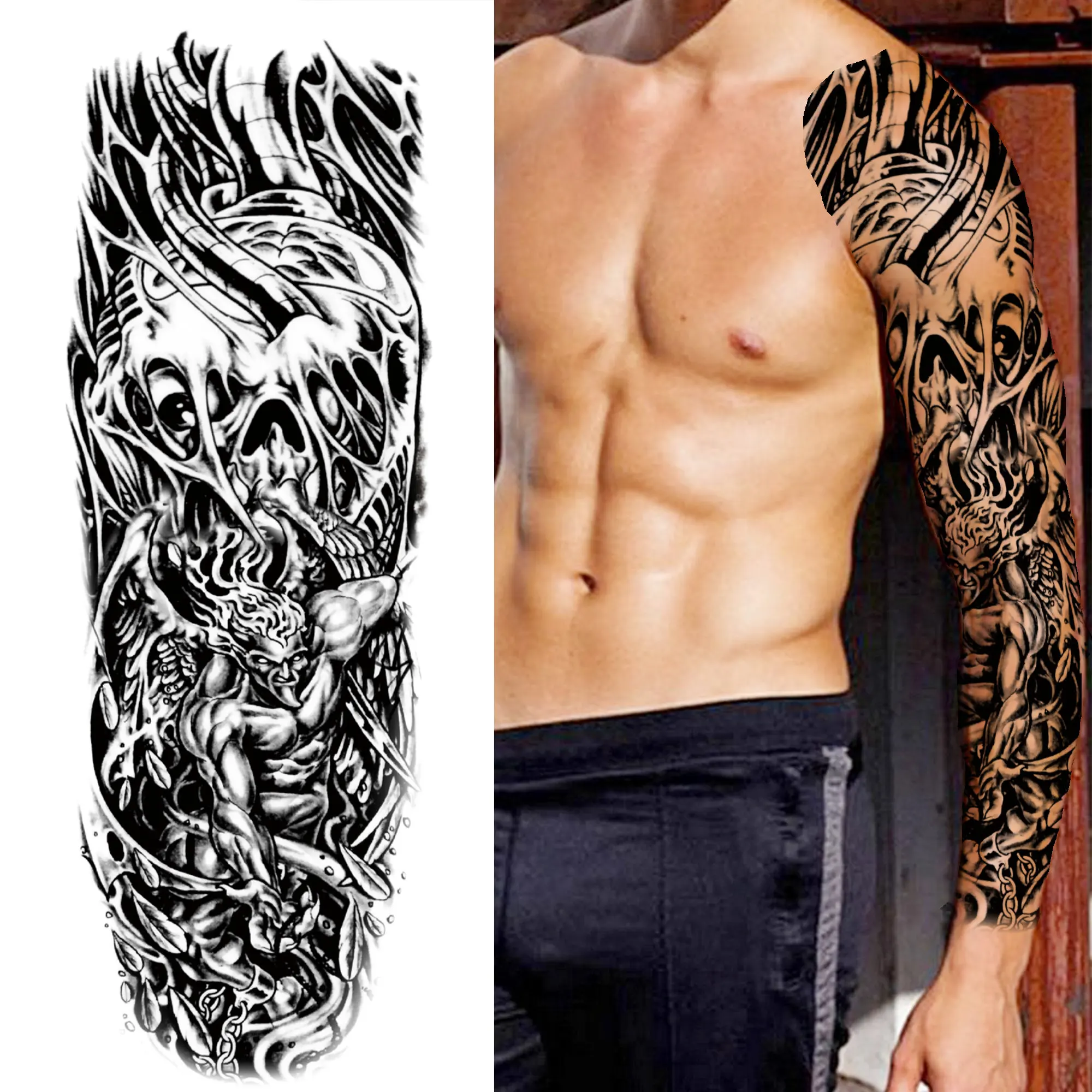 Временные татуировки злого дьявола для мужчин женщин взрослых искусственный