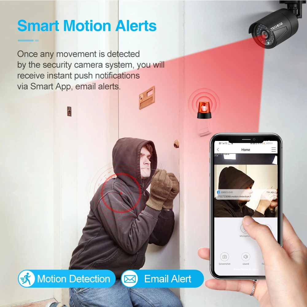 Камера видеонаблюдения Techege беспроводная камера безопасности 8 каналов NVR 3 Мп P2P IP