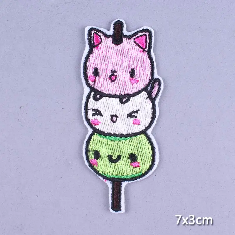Забавная мультяшная нашивка нашивки с вышивкой Anmal для одежды в полоску котом