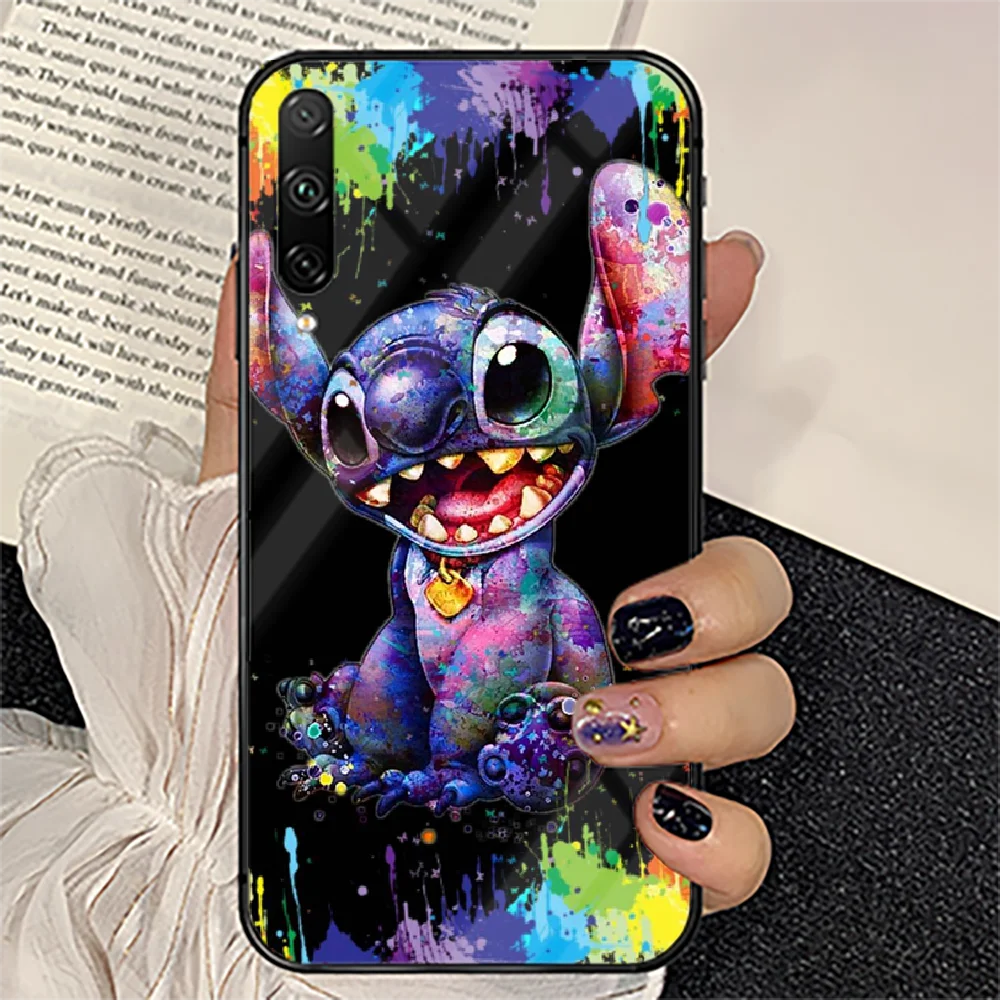 

Cute Cartoon Blue Stitchs Phone Tempered Glass Case Cover For huawei honor 7 8 9 10 20 A X S lite i pro Hot Cell Prime