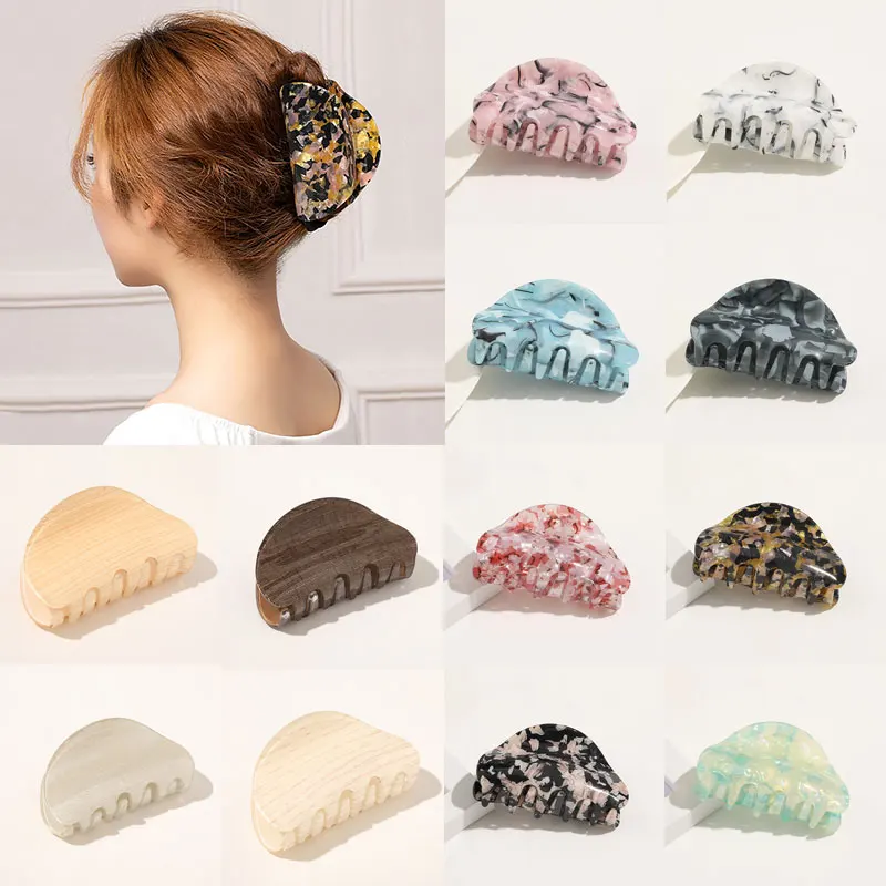 Цветные геометрические акриловые заколки для волос женские полосатые мраморные