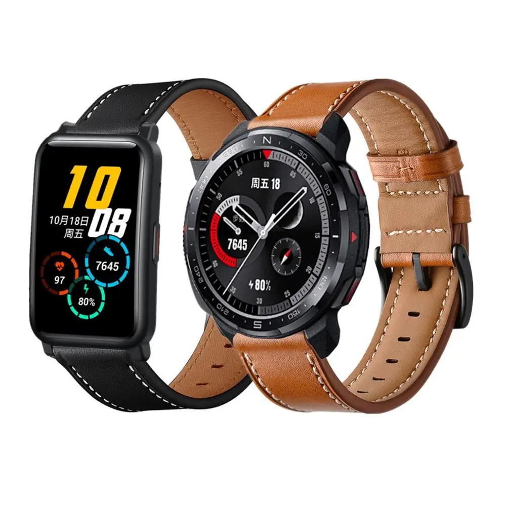 

Genuine Leather Strap For Huawei GT2 Pro 46mm Adjustable Bracelet For Honor ES GS Pro Dream Replacement Soft Smart Watch Band