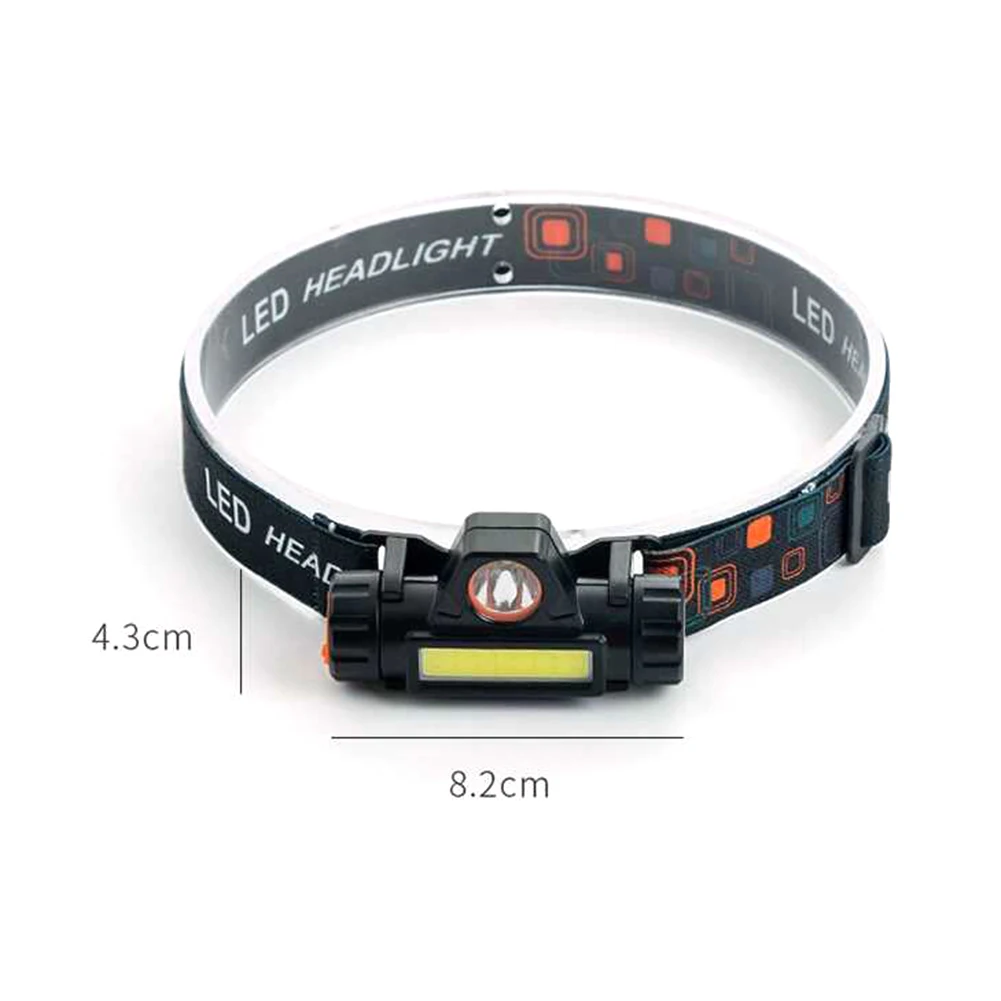 

LED COB HeadlampUSB Rechargeable Head Torch Head-mounted Flashlight Waterproof Camping FishingBicycle Headlight 2 Modes Lighting