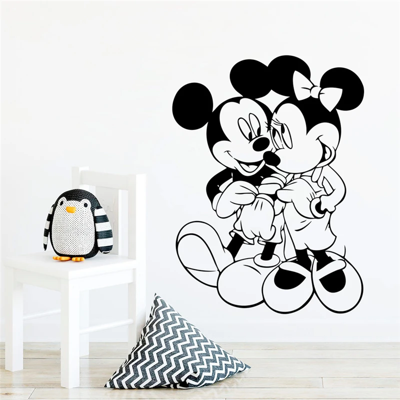 Disney Cartoon Mickey Minnie Wall Stickers For Kids Rooms Nursery Accessories Home Decor Decal Vinyl Mural Art Wallpaper | Дом и сад