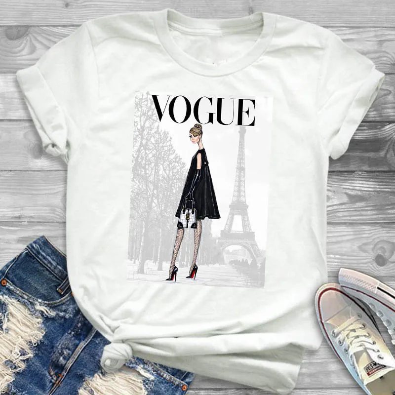 

Women Lady T Shirt Sexy Vogue Printed Tshirt Ladies Short Sleeve Loose Tee Shirt Women Female Tops Clothes Graphic T-shirt
