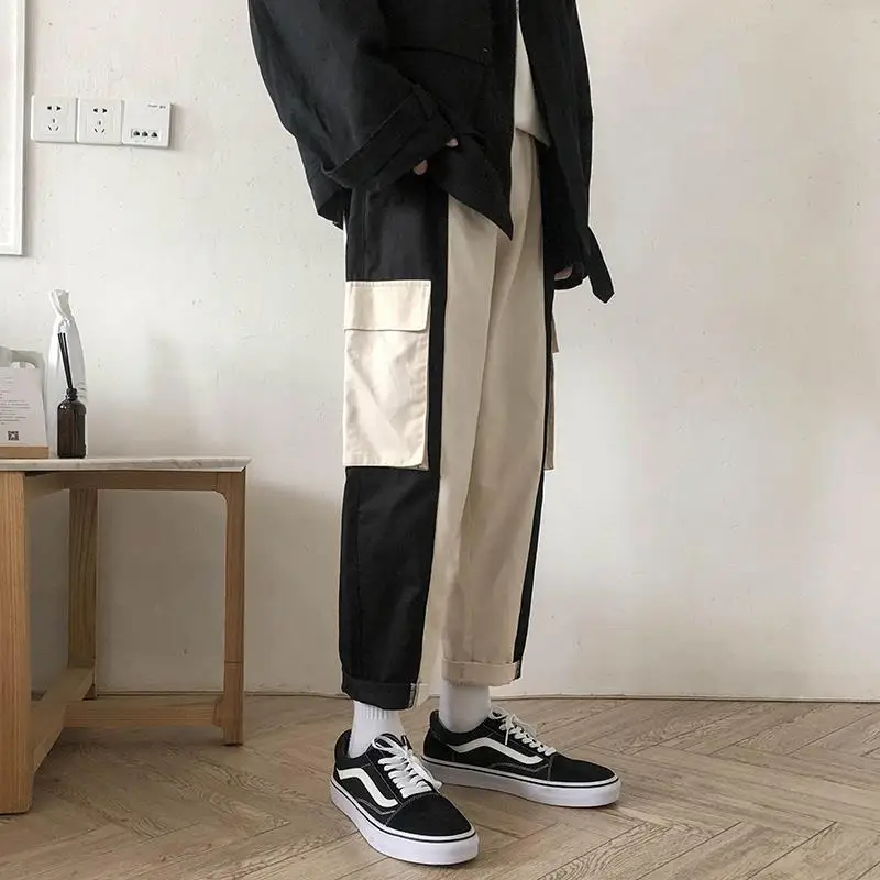 Мужские брюки карго с карманами повседневные тактические в стиле пэчворк