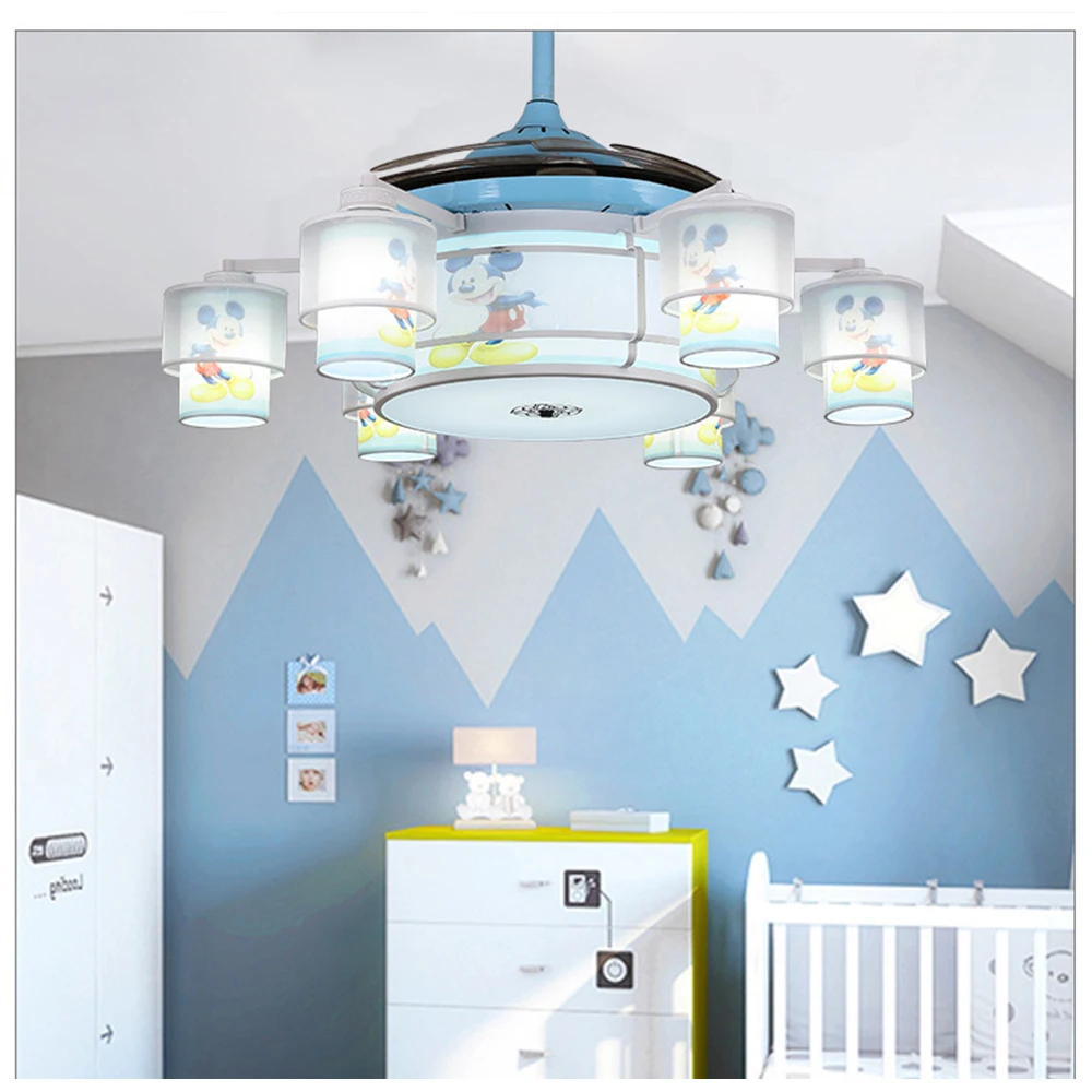 Светодиодный потолочный вентилятор с Микки Маусом детский подвесной Невидимый