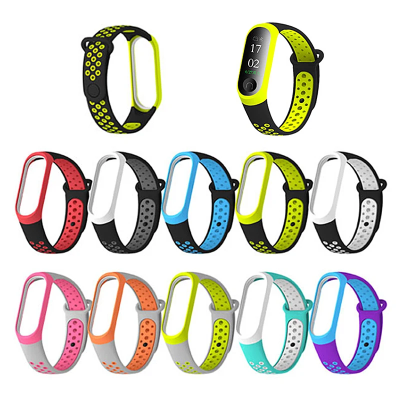 Mi Band 3 4 ремешок Спортивные Силиконовые часы наручные браслет Miband3 аксессуары