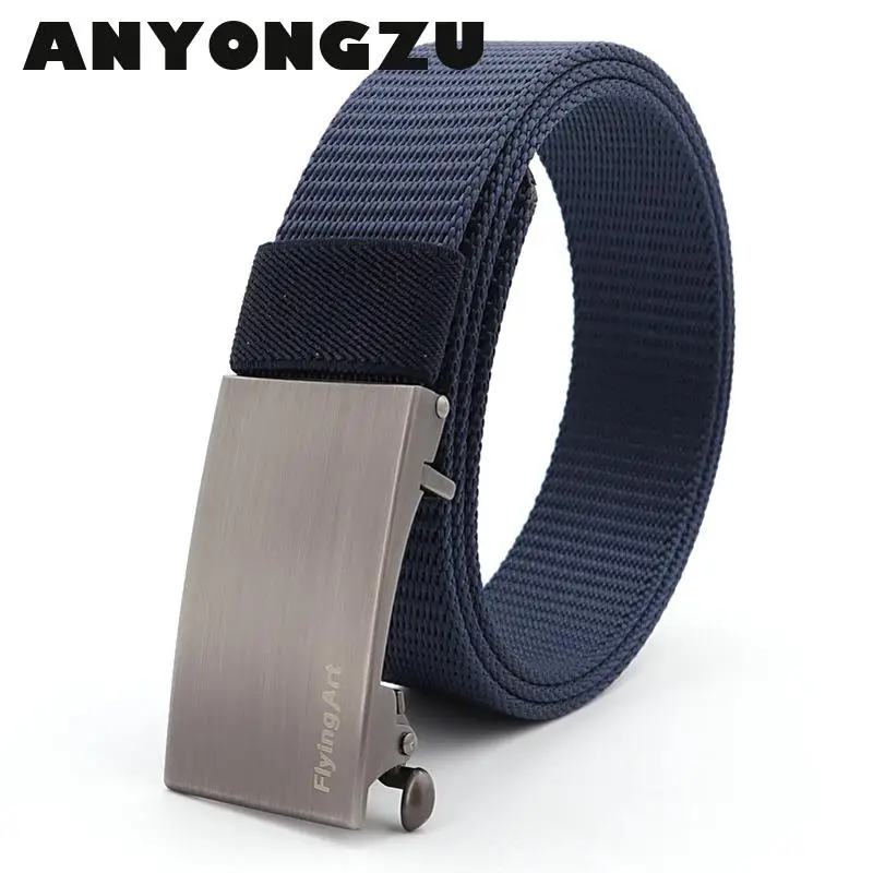 

Men Belt Automatic Buckle Nylon 105CM 110CM 120CM And Women Jeans Toothless Youth Leisure Canvas Red Navy Green Black Beige