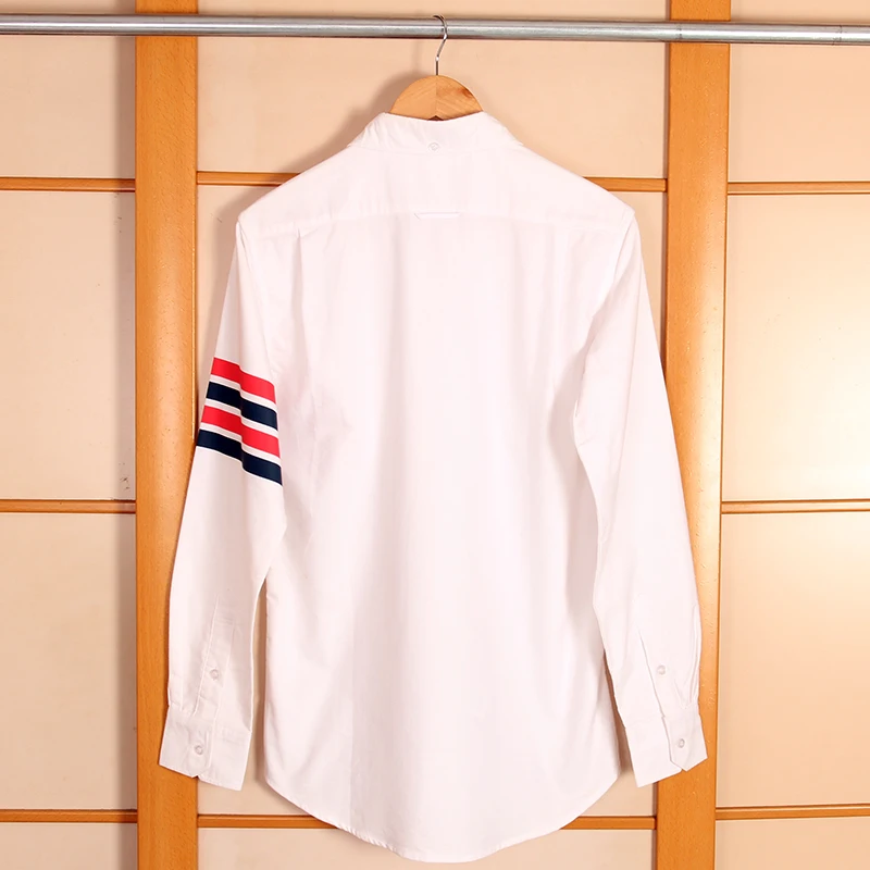 

TB brand 2021 shirts men long sleeves red black striped dress shirt white cotton slim fit casual men's oxford shirts office