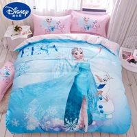 Disney Cartoon Frozen Elsana Pattern Bedding Set Blue Pink Duvet Quilt Cover Pillowcase Double Queen Size Girl Bedroom Decor