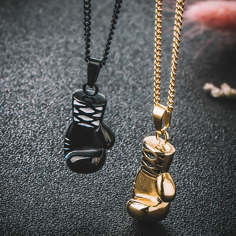 Ожерелье Мужские боксерские перчатки Подвеска из нержавеющей стали хип-хоп