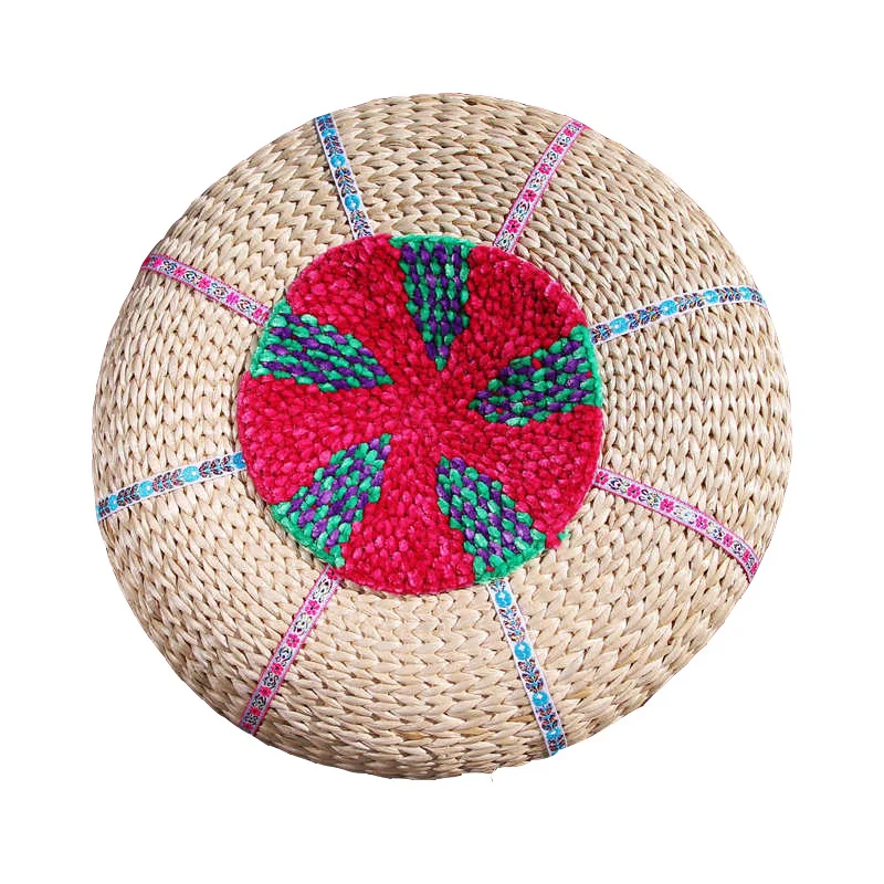 Handmade Straw Futon Tatami Ottoman Retro Bohemian Style Home Nordic Stool Sitting Pier Cushion | Stools &amp Ottomans